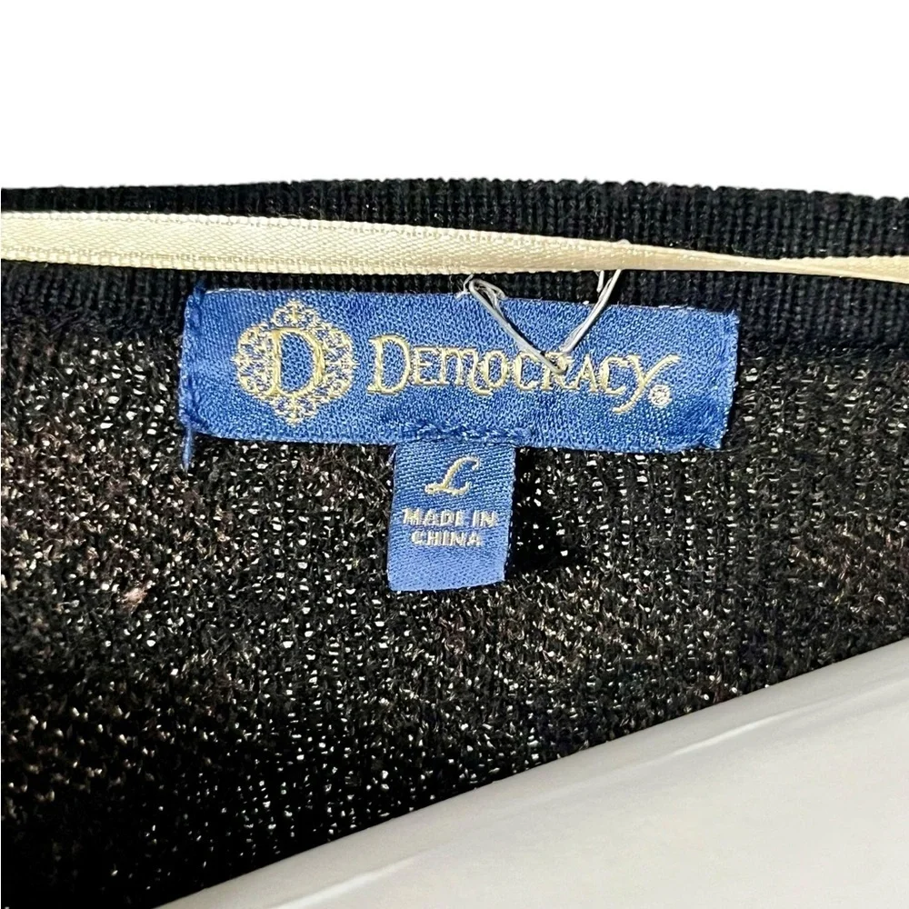 Democracy Cheetah & Snakeskin Print Metallic Sweater Size Large Black/Brown - Picture 5 of 5